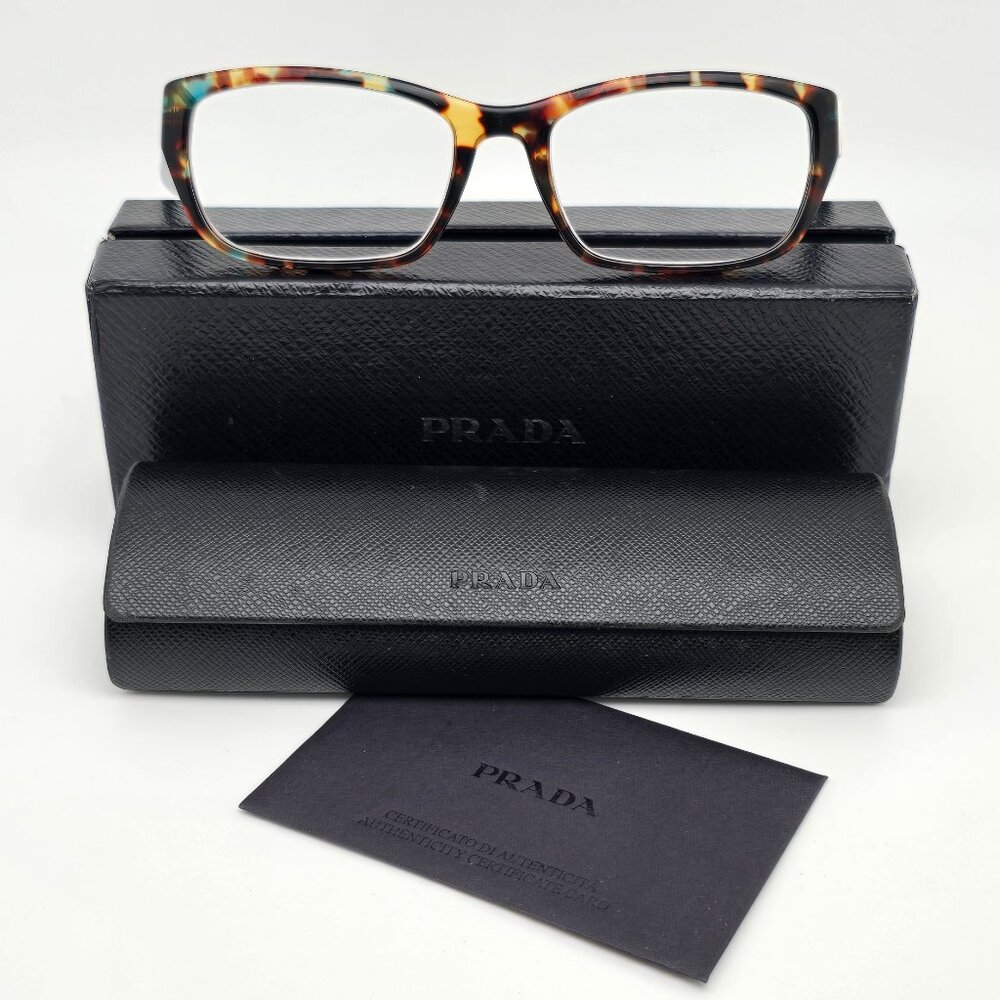 Prada Vpr 18o Nag-1o1 Spotted Blue Havana Eyeglasses Frame W/ Case Italy 54mm